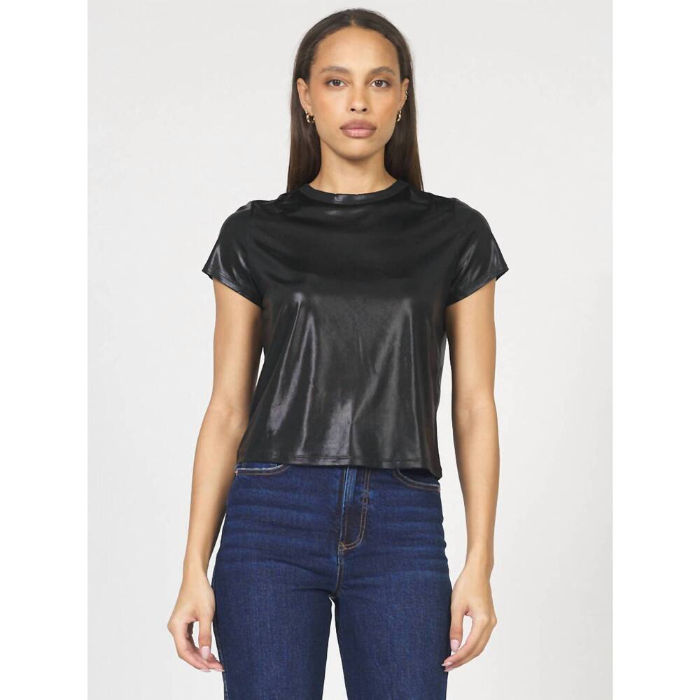 NEW DEAR JOHN DENIM unity liquid leather tee in black